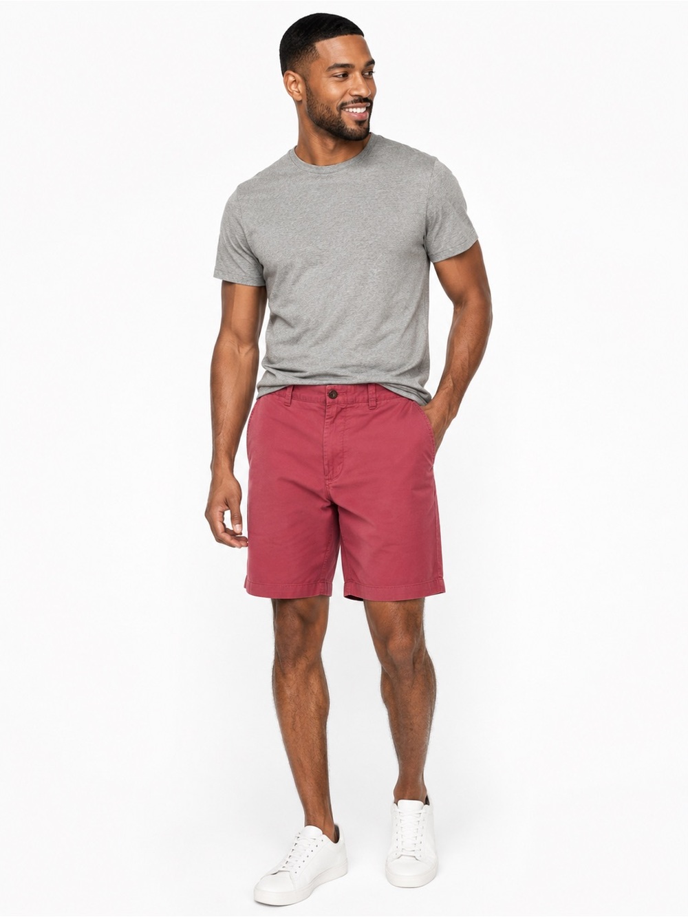 J. Crew Men's Pink-Red Flat Front Chino Shorts Waist 35